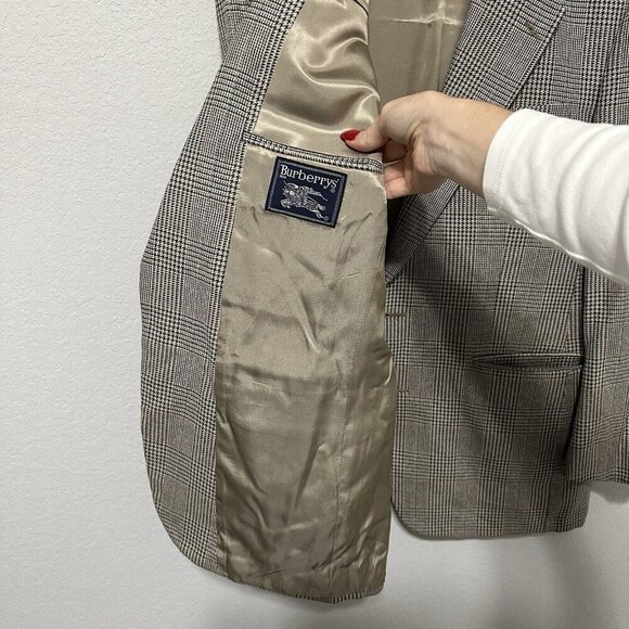 Vintage Burberry’s Houndstooth Brown Suit Jacket Mens Size 44R L/XL *Read - Picture 6 of 13